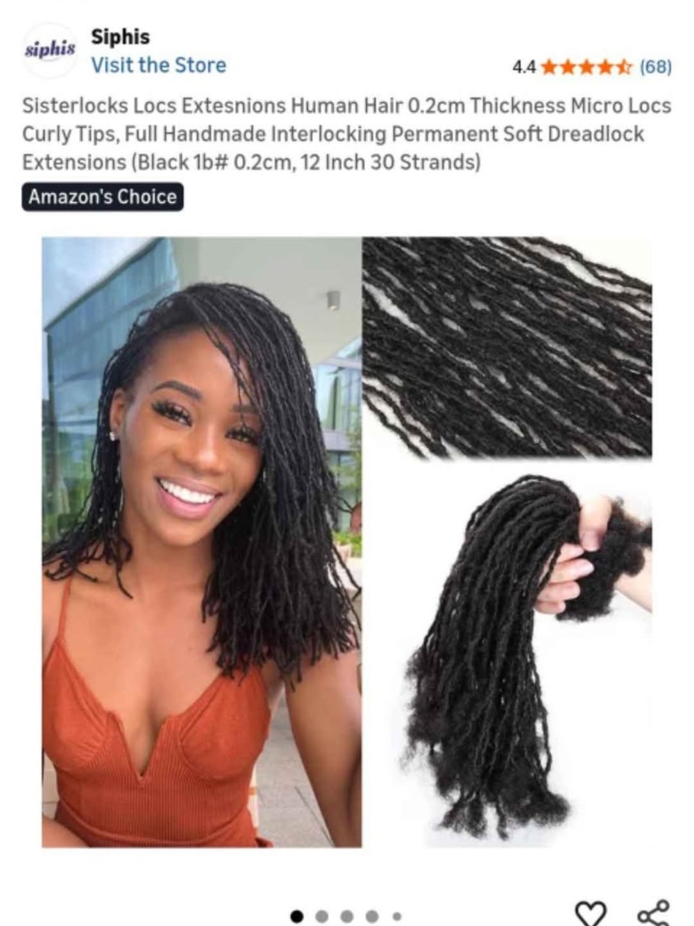 Black Sisterlocks 12" Human Hair Micro Loc Extensions - 30 Strands
